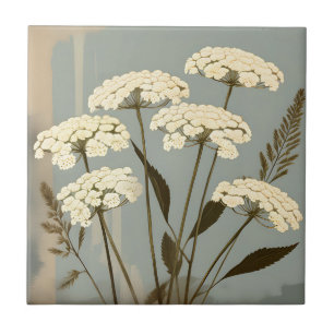Azulejo Nostalgic Yarrow Botánico