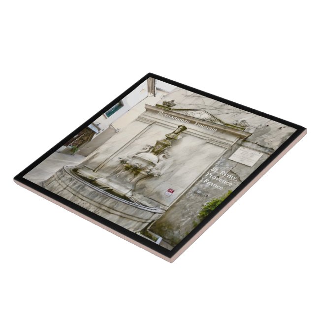 Azulejo Nostradamas Fountain, St Remy, France Ceramic Tile (Lado)