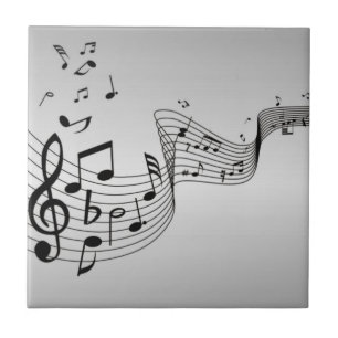 Azulejo Notas musicales en plata