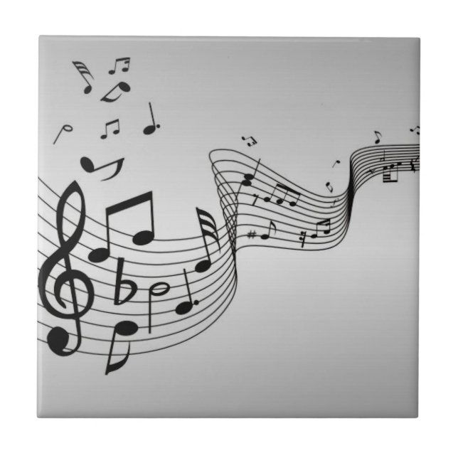 Azulejo Notas musicales en plata (Frente)