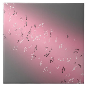 Azulejo Notas musicales rosas en la luz de la luna