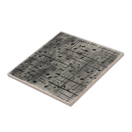 Azulejo Notas musicales sobre la textura del carbón negro