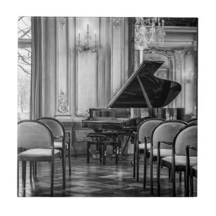 Azulejo Notas vacías Foto de música en blanco y negro