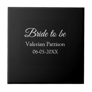 Azulejo Novia nombre fecha ducha nupcial negra blanca noso