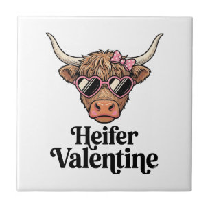 Azulejo Novilla de San Valentín Vaca Highland Diseño Vinta