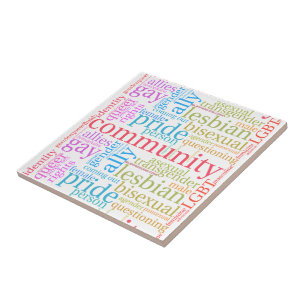 Azulejo nube de palabras de la comunidad arcoíris LGBTQ+ d