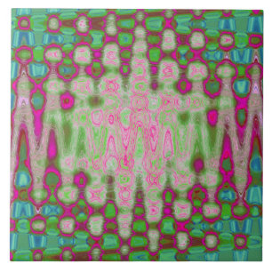 Azulejo Nubes abstractas magenta y verde onduladas con tin
