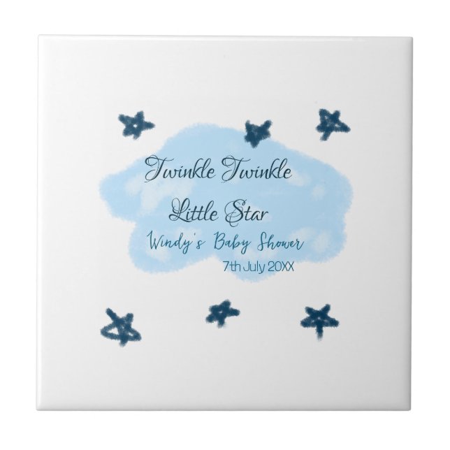 Azulejo Nubes azules parpadean Twinkle Little Star baby sh (Frente)