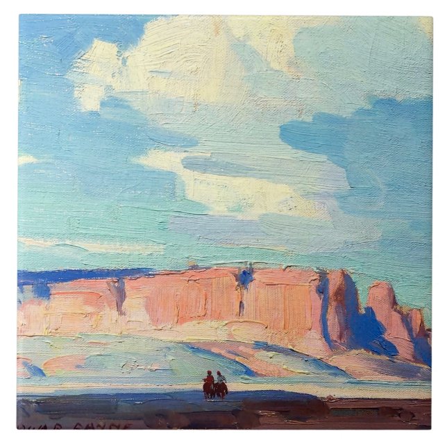 Azulejo Nubes de Arizona por Edgar Payne (Frente)