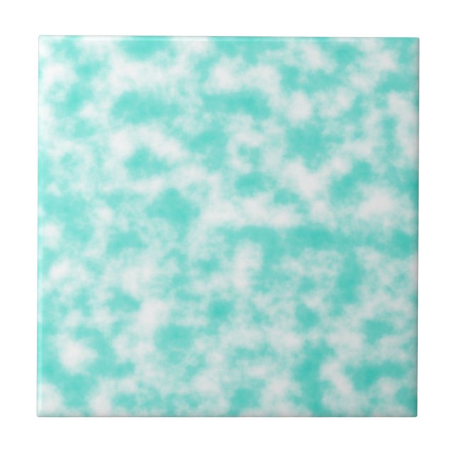 Azulejo Nubes de remolinos turquesa y blanca de enmarañami (Frente)