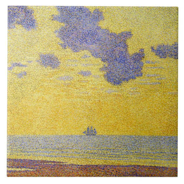Azulejo Nubes grandes (cielo amarillo) (paisaje elegante) (Frente)