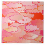 Azulejo Nubes japonesas, atardeceres, corales, fucsia, ros<br><div class="desc">Toma moderna de un patrón tradicional japonés de nubes azulejos de cerámica - nubes estilizadas en gradientes sedosos de color rosa pálido a profundo de coral rosa,  fucsia y melocotón,  acentuadas con atisbos de cielo profundo de naranja de coral  puesta de sol</div>