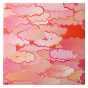 Azulejo Nubes japonesas, atardeceres, corales, fucsia, ros