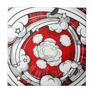 Azulejo Nubes rojas de la lucha del estilo cómico