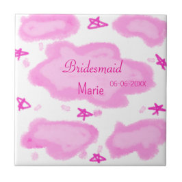 Azulejo nubes rosas estrellas pastel bridesmaid giratorio 
