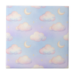 Azulejo Nubes soñadoras pastel Patrón Luna creciente