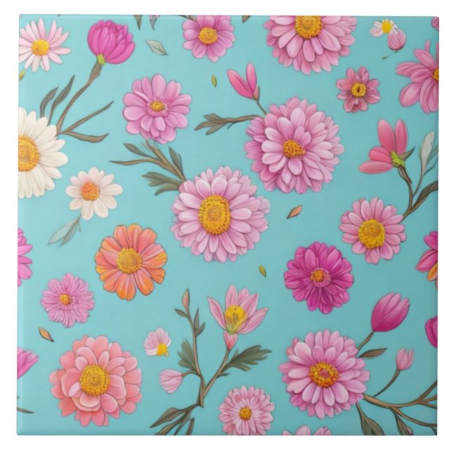Azulejo Núcleo de la cabaña Flores blancas florales (Frente)