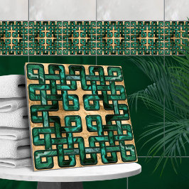 Azulejo Nudo celta - malaquita y oro