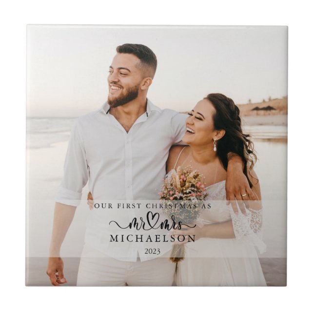 Azulejo Nuestra primera Navidad como Sr. y Sra. (Frente)