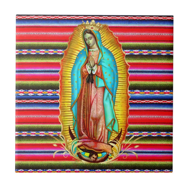 Azulejo Nuestra Señora de la Virgen Guadalupe María Zarape (Frente)