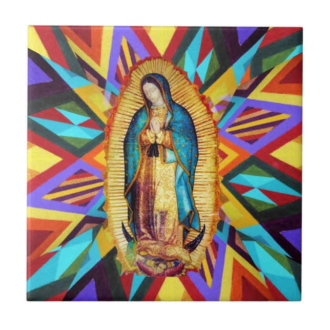 Azulejo Nuestra Señora Virgen de Guadalupe María Santa Col (Frente)