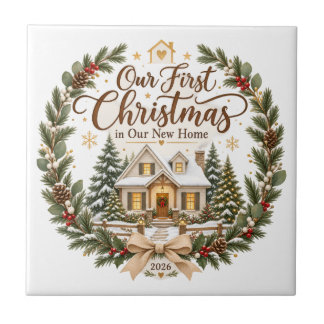Azulejo Nuestro Primer Navidad en Nuestra Nueva Casa Adorn
