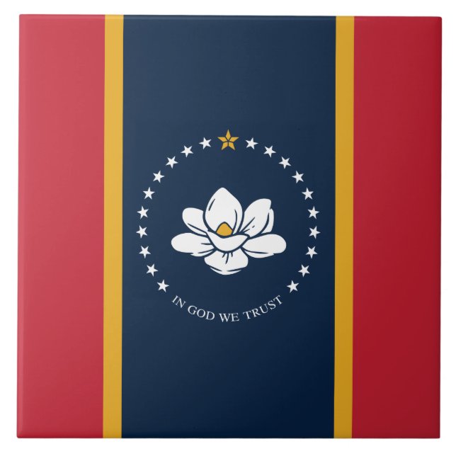 Azulejo Nueva bandera de estado de Mississipi (Frente)