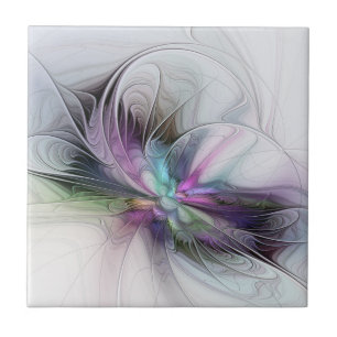 Azulejo Nueva vida, arte abstracto fractal de fantasía col