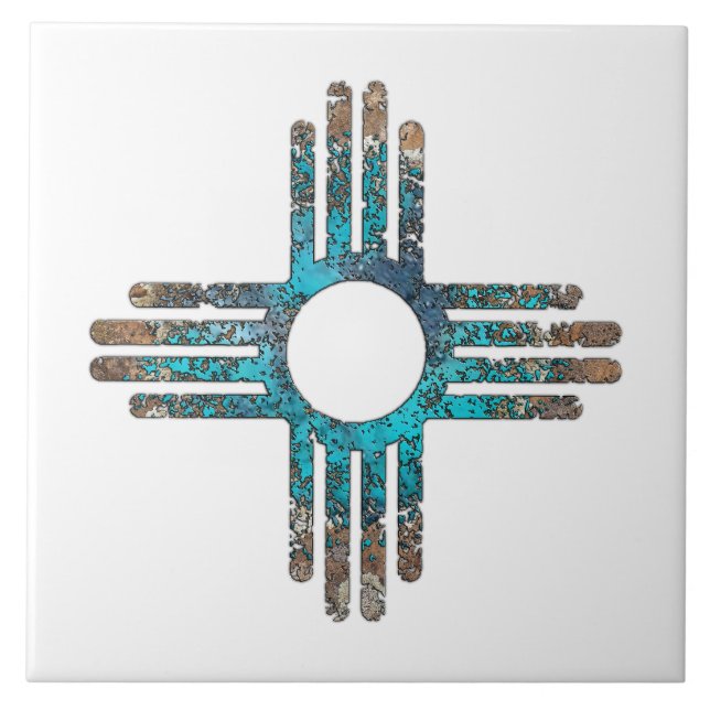 Azulejo Nuevo México Zia Sun Symbol (Frente)