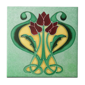 Azulejo Nuevo y bello Art Nouveau, floral verde