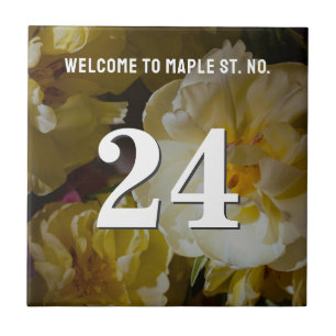 Azulejo Número de Apartamento floral elegante personalizad