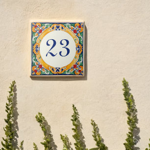 Azulejo Número de Casa Rústico Mediterráneo Personalizado