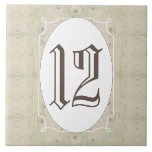 Azulejo Número de la casa floral de madera antigua