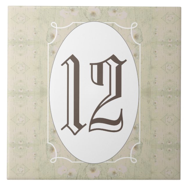 Azulejo Número de la casa floral de madera antigua (Frente)