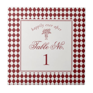 Azulejo Número de mesa de boda con tablero de ajedrez Harl
