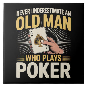 Azulejo Nunca Subestimes la Carta de Poker del Viejo