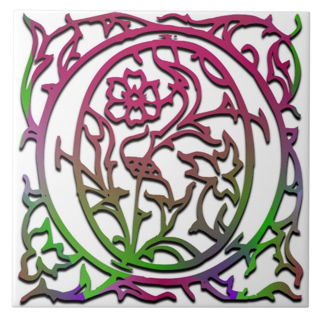 Azulejo O Monograma "Jardín Besque" Tile cerámico (Frente)