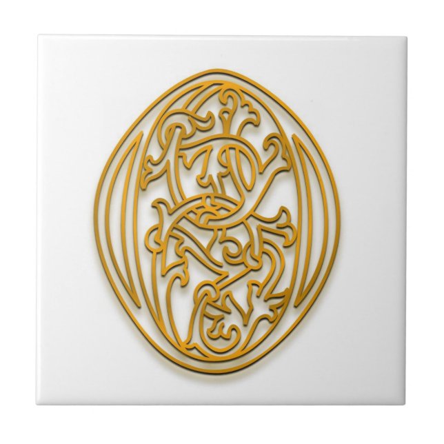 Azulejo O Monograma "Oro irlandés" Tile cerámico (Frente)