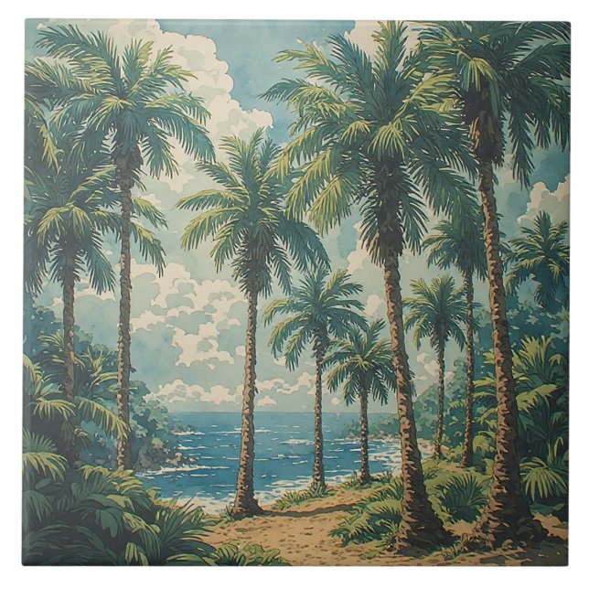 Azulejo Oasis Costero Tropical (Frente)