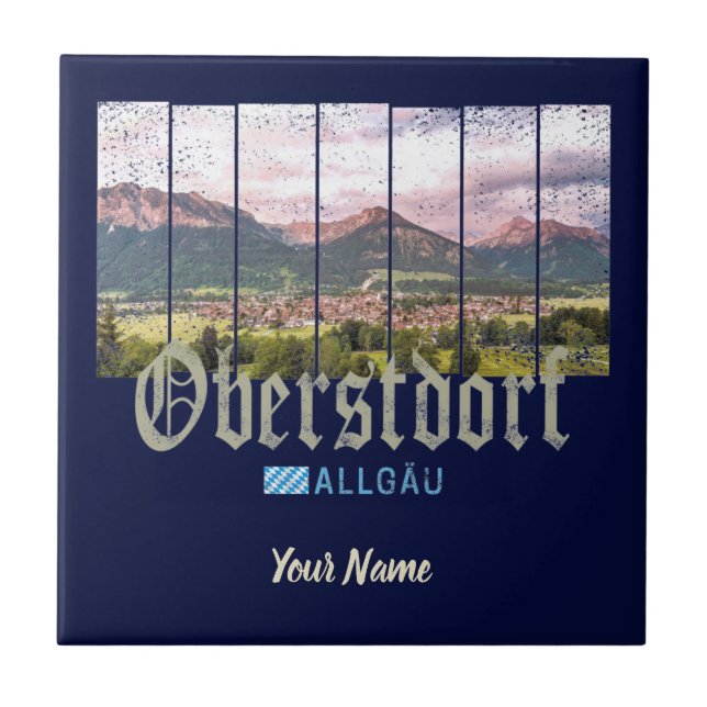 Azulejo Oberstdorf Allgäu Vintage Bavaria Alemania Souveni (Frente)