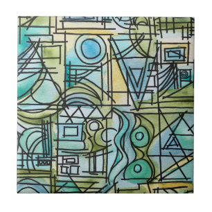 Azulejo Obertura-Arte geométrico moderno pintado a mano