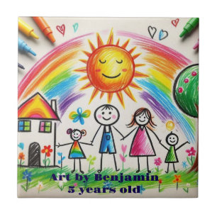 Azulejo Obra de arte infantil Orgulloso Dibujo niños