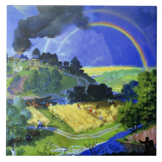 Azulejo Obra de Boris Kustodiev, después de la tormenta, (Frente)