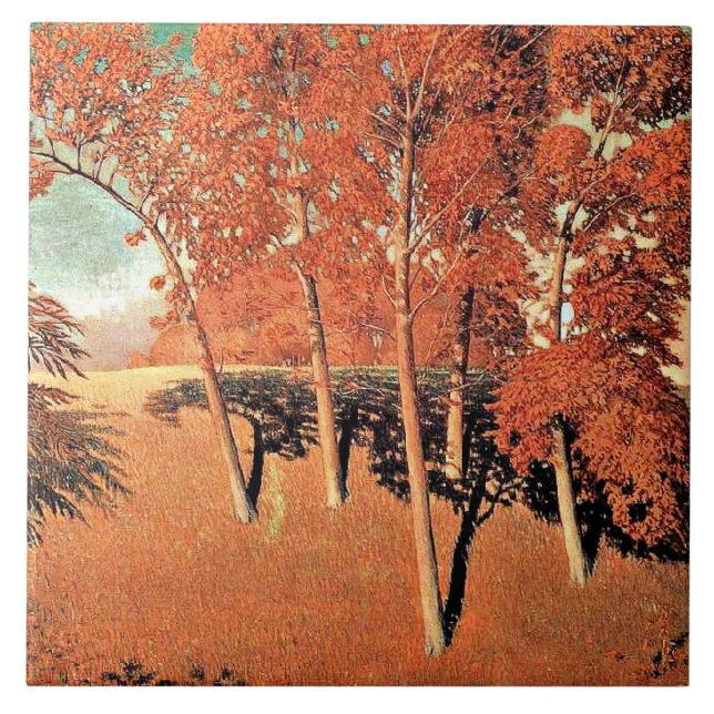 Azulejo Obra de Grant Wood, encina de primavera (Frente)