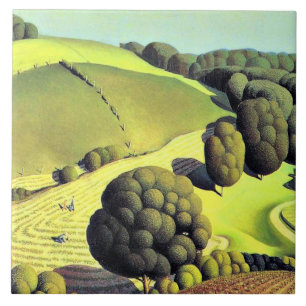 Azulejo Obras de arte de Grant Wood, Young Corn,