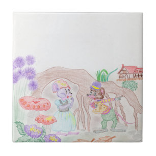 Azulejo Obras de arte de niños personalizados, dos ratones