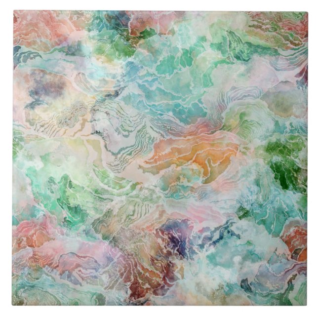 Azulejo Ocean Abstract Watercolor Grunge Pattern  (Frente)