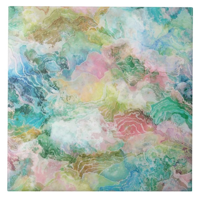 Azulejo Ocean Abstract Watercolor Grunge Pattern  (Frente)
