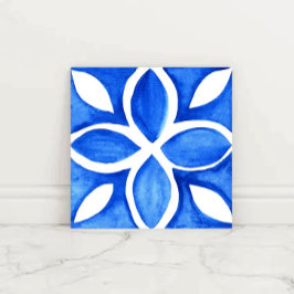 Azulejo Ocean Bloom Portuguese Minimal Blue and White 