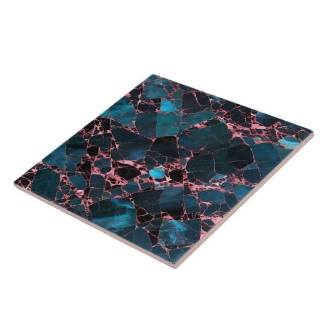 Azulejo Ocean Blue Pink Gold Marble Trendy Collection (Lado)